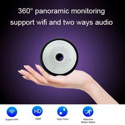 PTZ Fisheye Full HD Panoramic Wireless 360 Degree Day/Night Indoor Camera