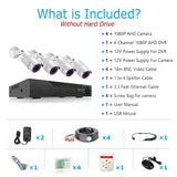 2MP 1080P Full HD Day/Night AHD Camera 4CH DVR Kit H.265 Weatherproof