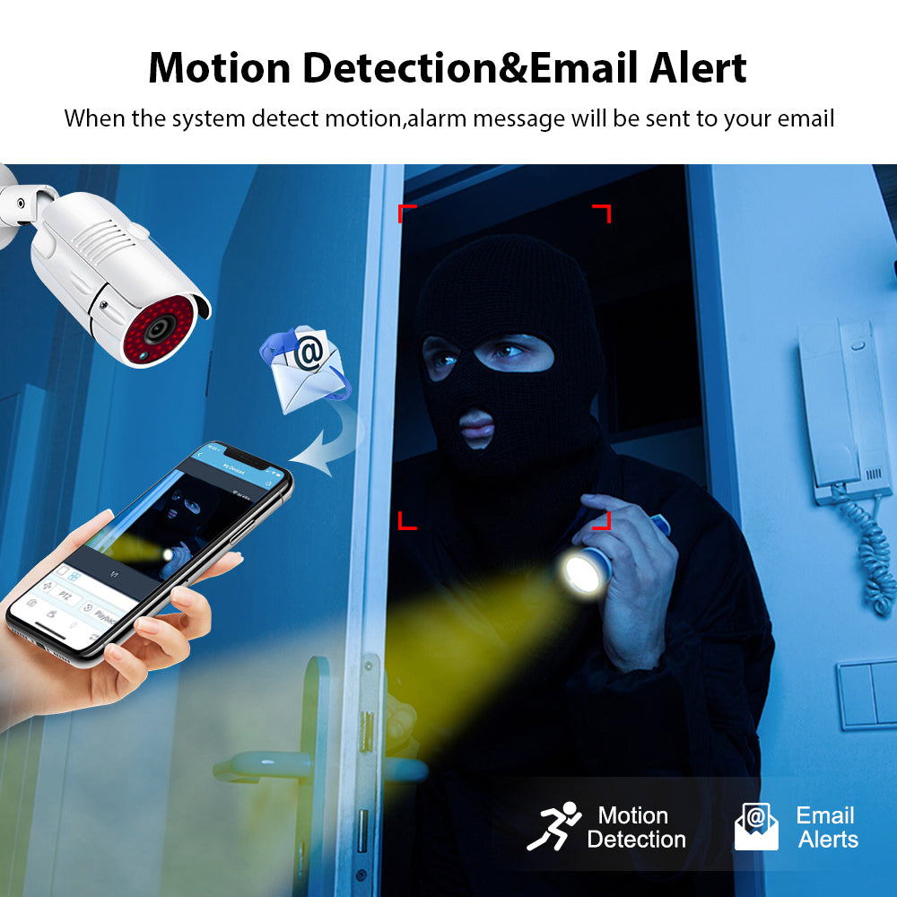 2MP 1080P Full HD Day/Night AHD Camera 4CH DVR Kit H.265 Weatherproof