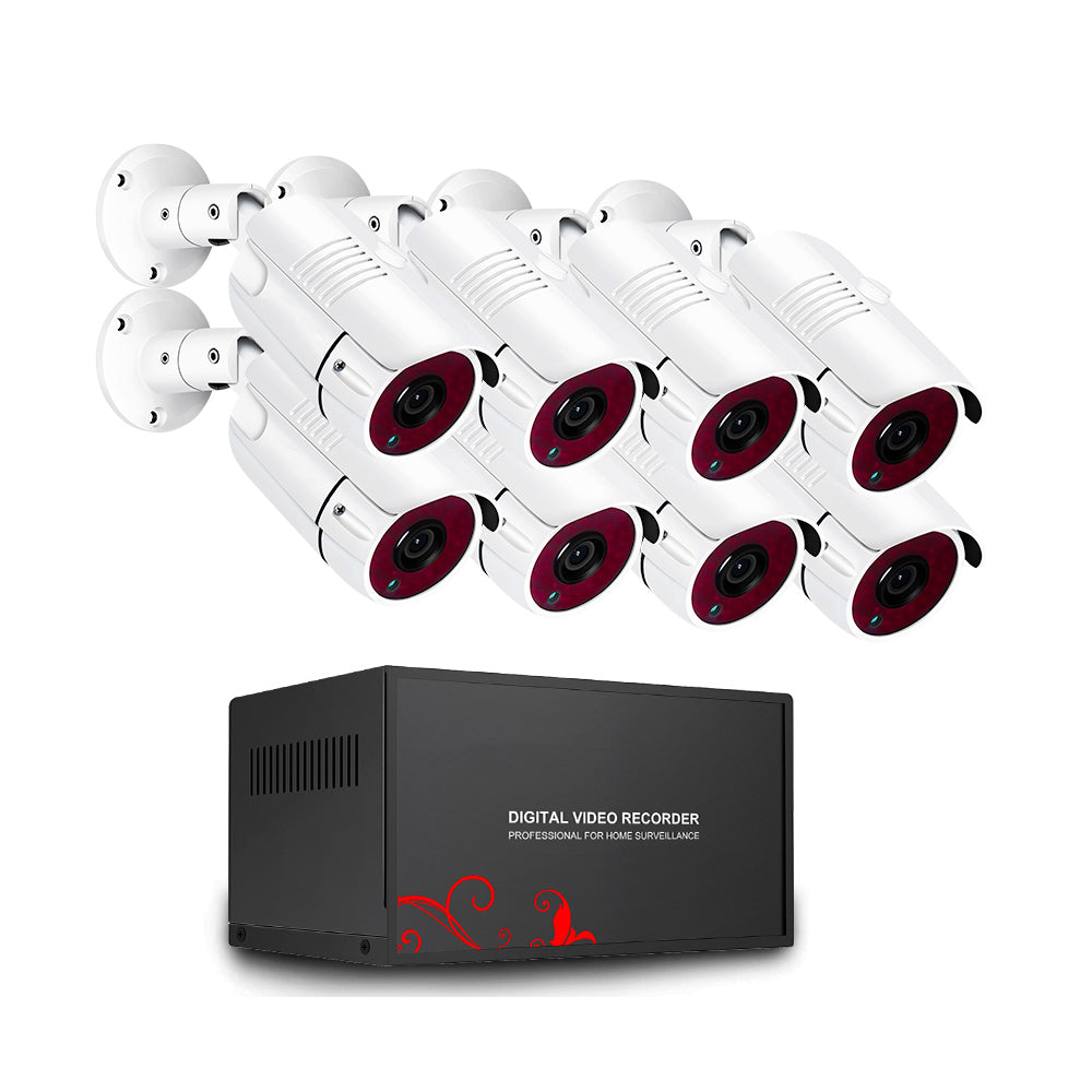 2MP 1080P Full HD Day/Night AHD Camera 8CH DVR Kit H.265 Weatherproof