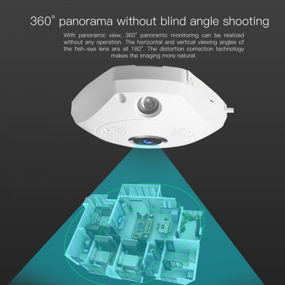 PTZ Fisheye Full HD Panoramic Wireless 360 Degree Day/Night Indoor Camera