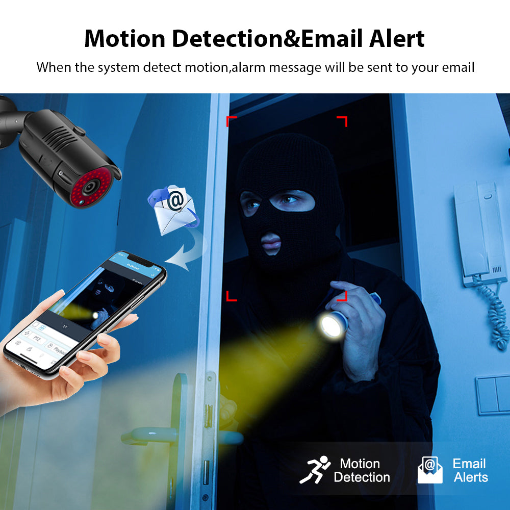 2MP 1080P Full HD Day/Night AHD Camera 4CH DVR Kit H.265 Weatherproof