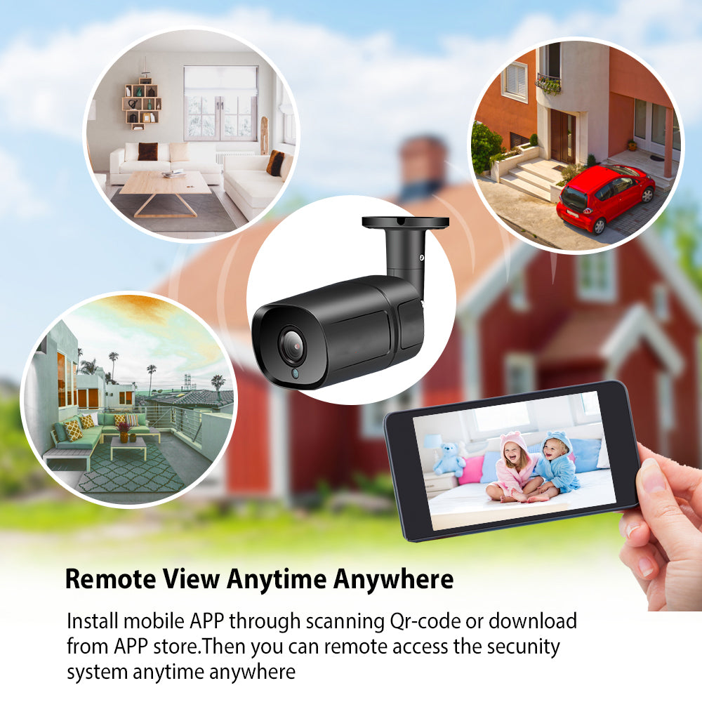 2MP 1080P Full HD Day/Night AHD Camera 4CH DVR Kit H.265 Weatherproof
