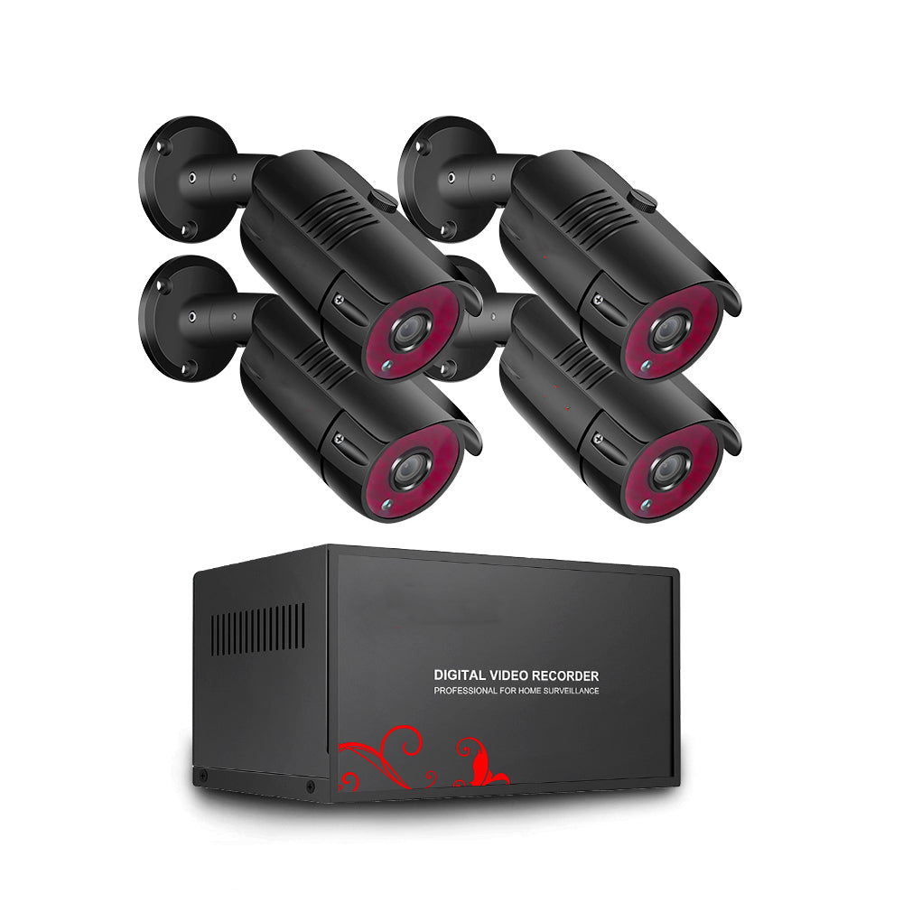 2MP 1080P Full HD Day/Night AHD Camera 4CH DVR Kit H.265 Weatherproof