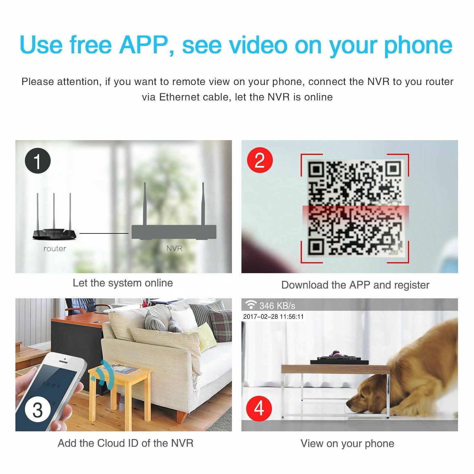 2MP 1080P Full HD Day/Night PoE Camera 4CH 12 inch LCD NVR Kit H.265 Weatherproof