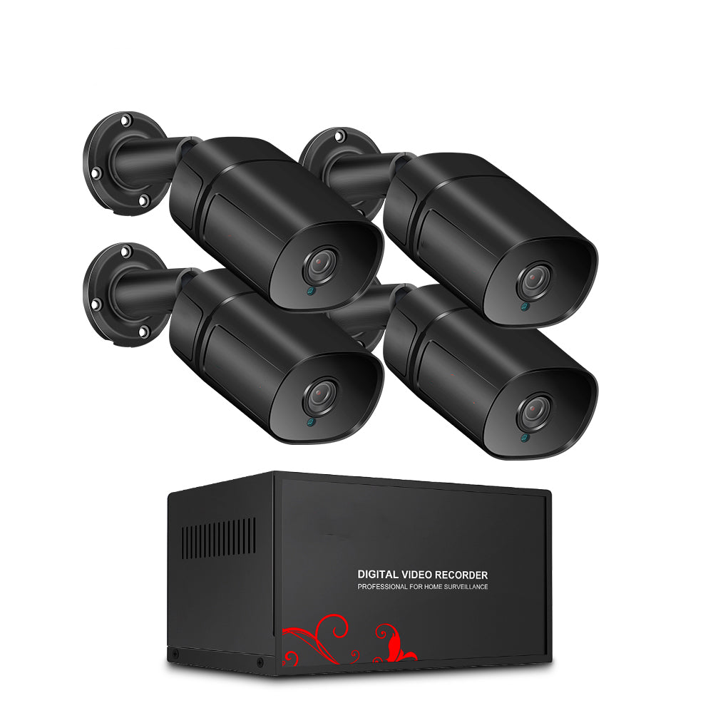 2MP 1080P Full HD Day/Night AHD Camera 4CH DVR Kit H.265 Weatherproof