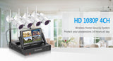 2MP 1080P Full HD Day/Night Wireless IP Camera NVR Kit H.265 IP66 with 7 inch LCD