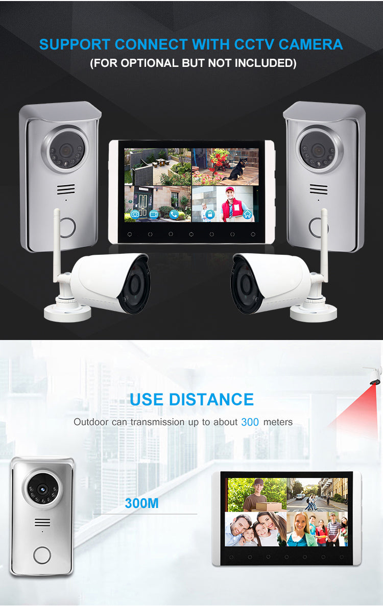 RFID Wireless Video Intercom with 7 inch Screen