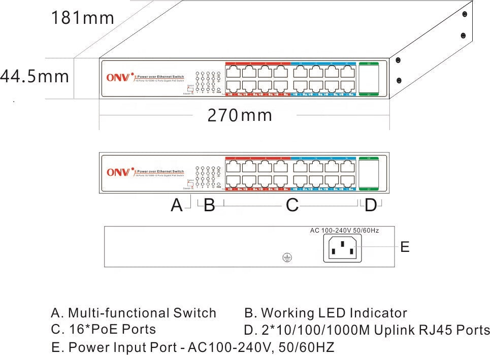 Ethernet Network Switch PoE L2 Unmanaged