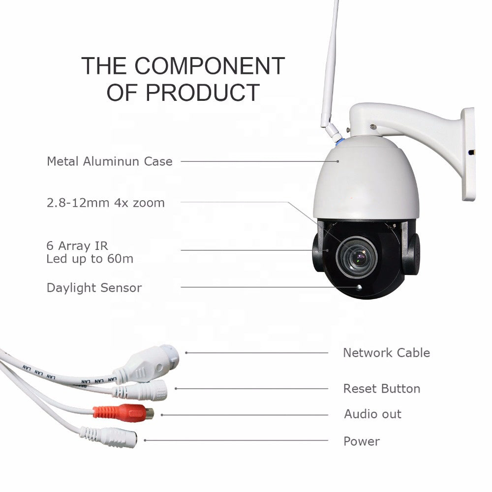 PTZ 1080P 2MP 4X Full HD Wireless Dome Camera Outdoor