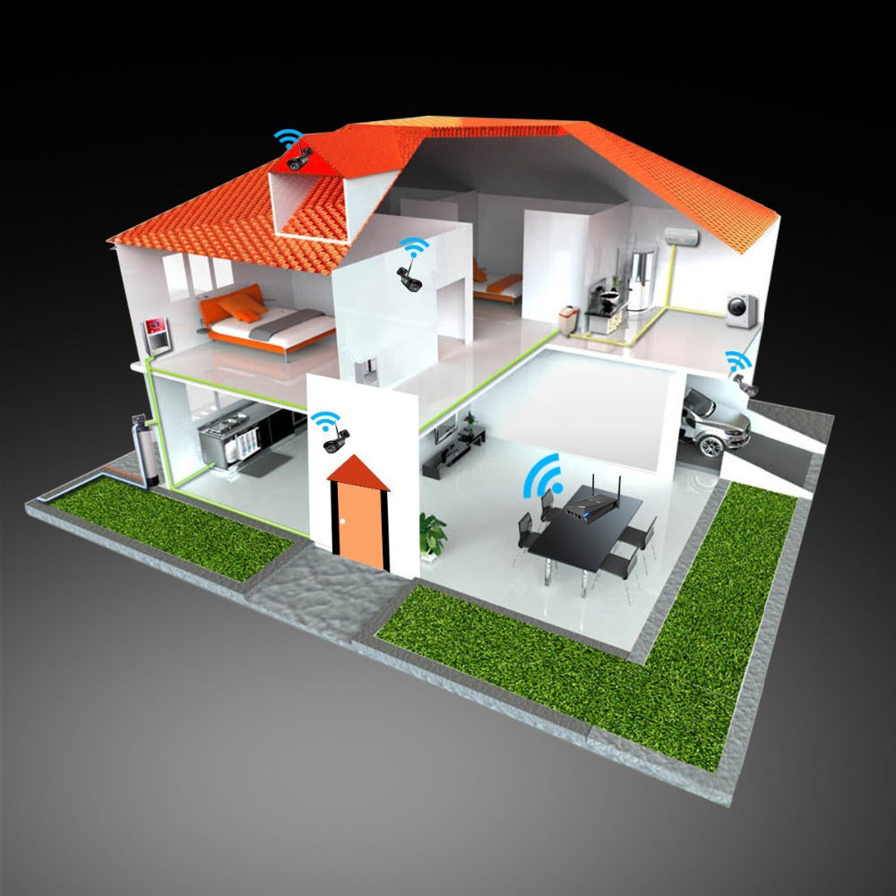 2MP 1080P Full HD Day/Night Wireless IP Camera 4CH NVR Kit H.265 Weatherproof