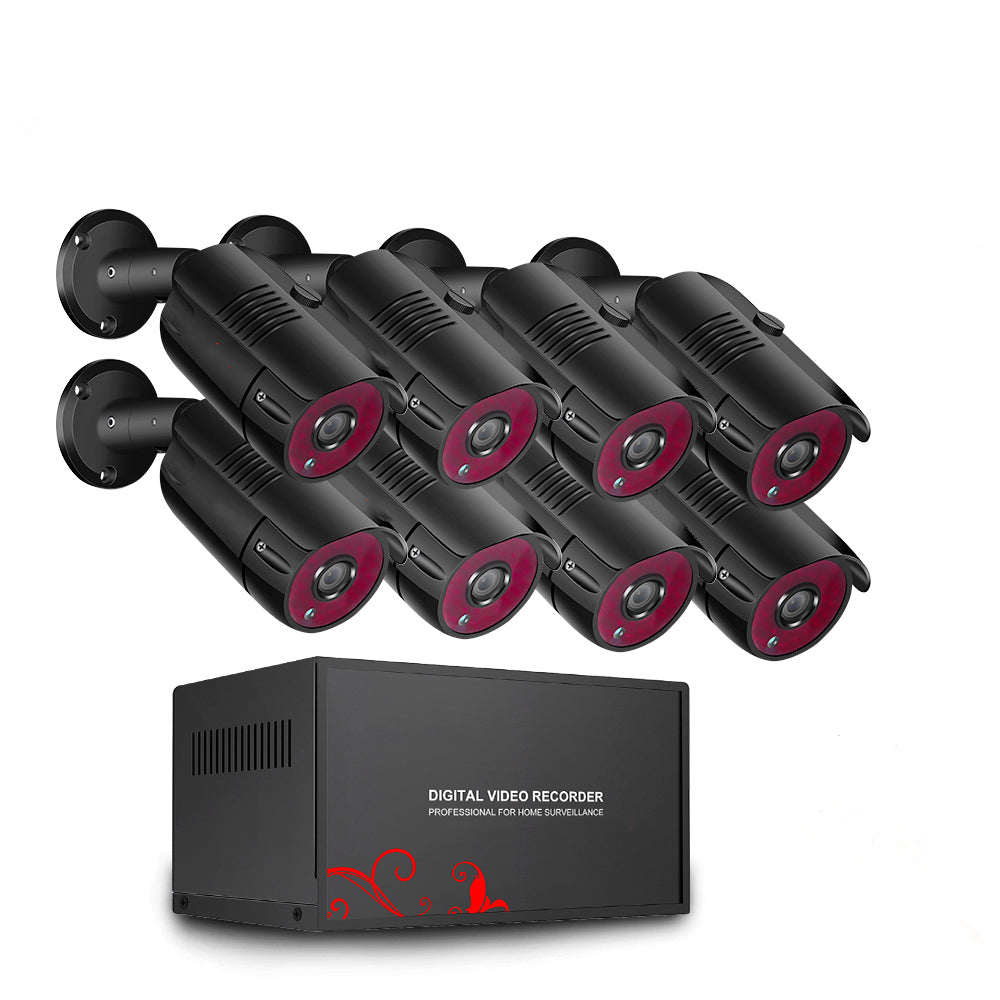 2MP 1080P Full HD Day/Night AHD Camera 8CH DVR Kit H.265 Weatherproof