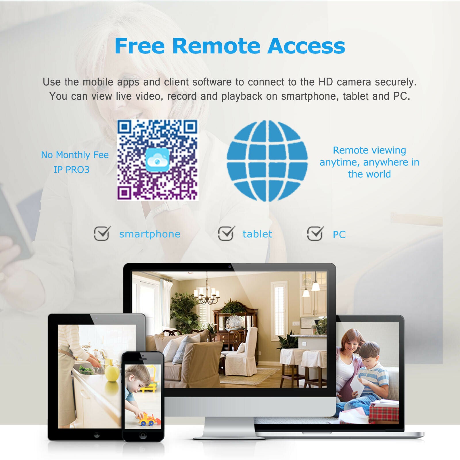 2MP 1080P Full HD Day/Night Wireless IP Camera NVR Kit H.265 IP66 with 7 inch LCD