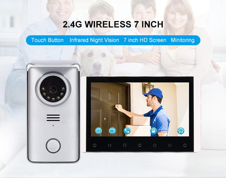 RFID Wireless Video Intercom with 7 inch Screen