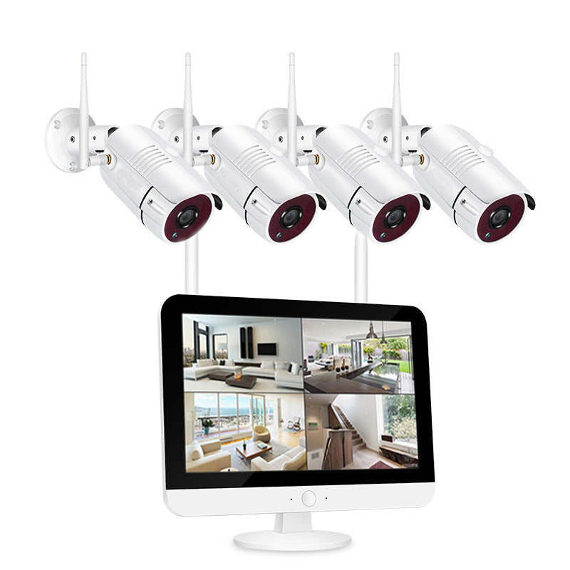 2MP 1080P Full HD Day/Night Wireless Camera 4CH 12 Inch LCD NVR Kit H.265 Weatherproof