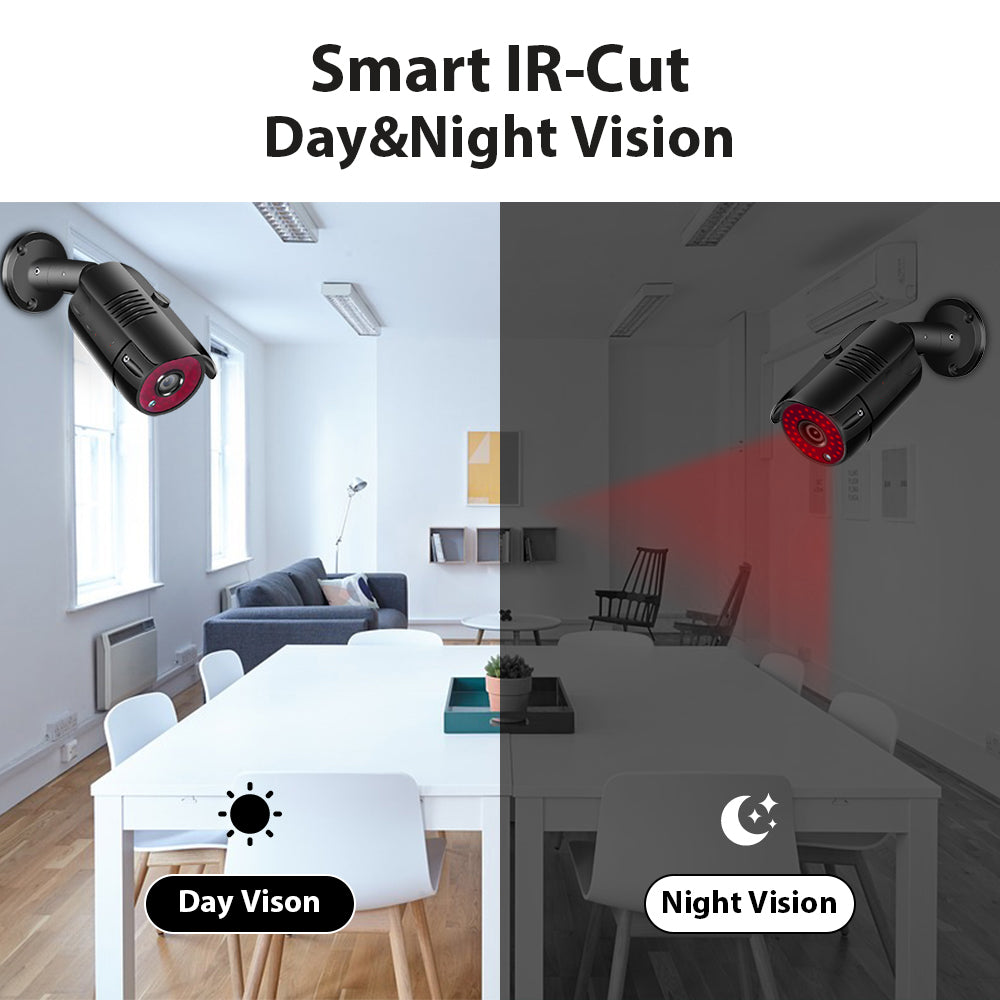 2MP 1080P Full HD Day/Night AHD Camera 8CH DVR Kit H.265 Weatherproof