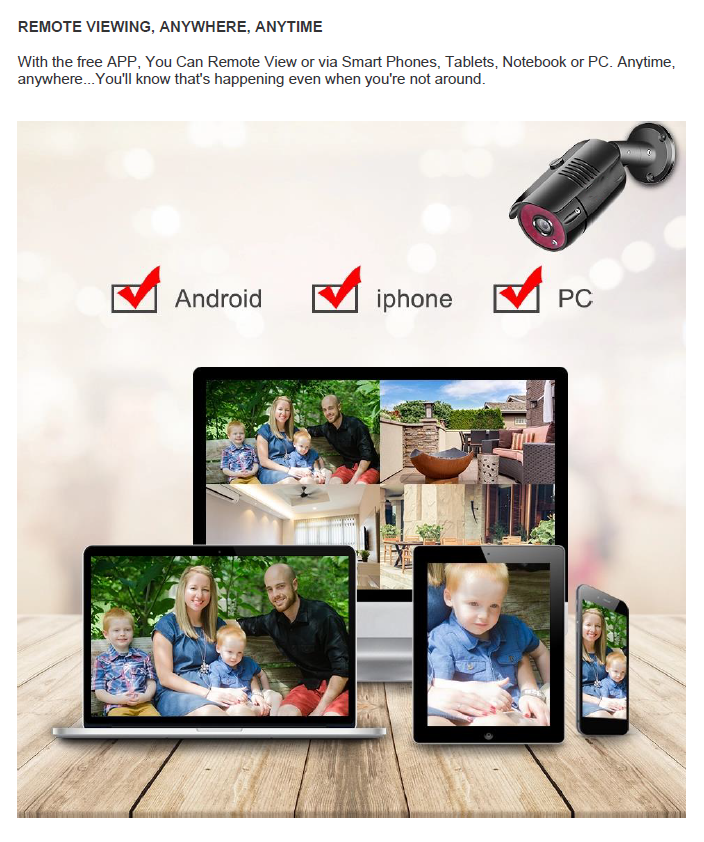 2MP 1080P Full HD Day/Night AHD Camera 4CH DVR Kit H.265 Weatherproof