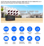 2MP 1080P Full HD Day/Night AHD Camera 8CH DVR Kit H.265 Weatherproof