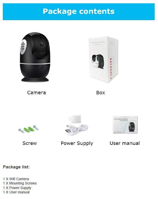 PTZ 1080P 2MP Full HD Wireless 360 Degree Day/Night Indoor Camera