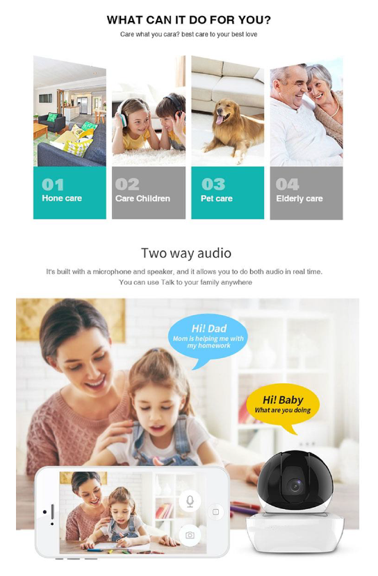 PTZ 1080P 2MP Full HD Wireless 360 Degree Day/Night Indoor Camera