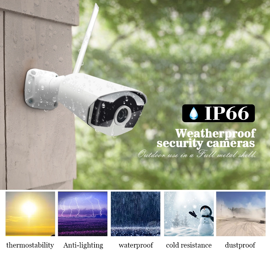 2MP 1080P Full HD Day/Night Wireless IP Camera 4CH NVR Kit H.265 Weatherproof