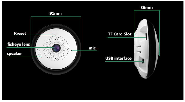 PTZ Fisheye Full HD Panoramic Wireless 360 Degree Day/Night Indoor Camera
