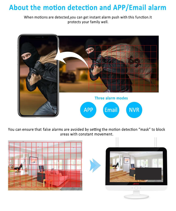 2MP 1080P Full HD Day/Night Wireless Camera 4CH 12 inch LCD NVR Kit H.265 Weatherproof