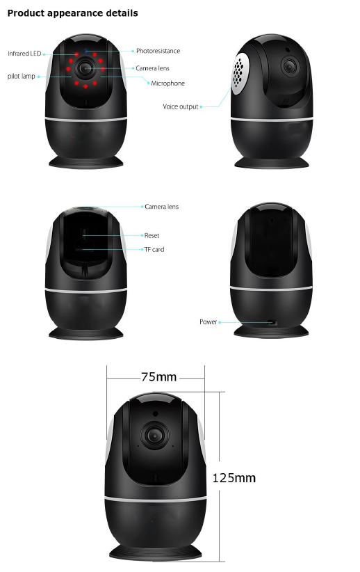 PTZ 1080P 2MP Full HD Wireless 360 Degree Day/Night Indoor Camera