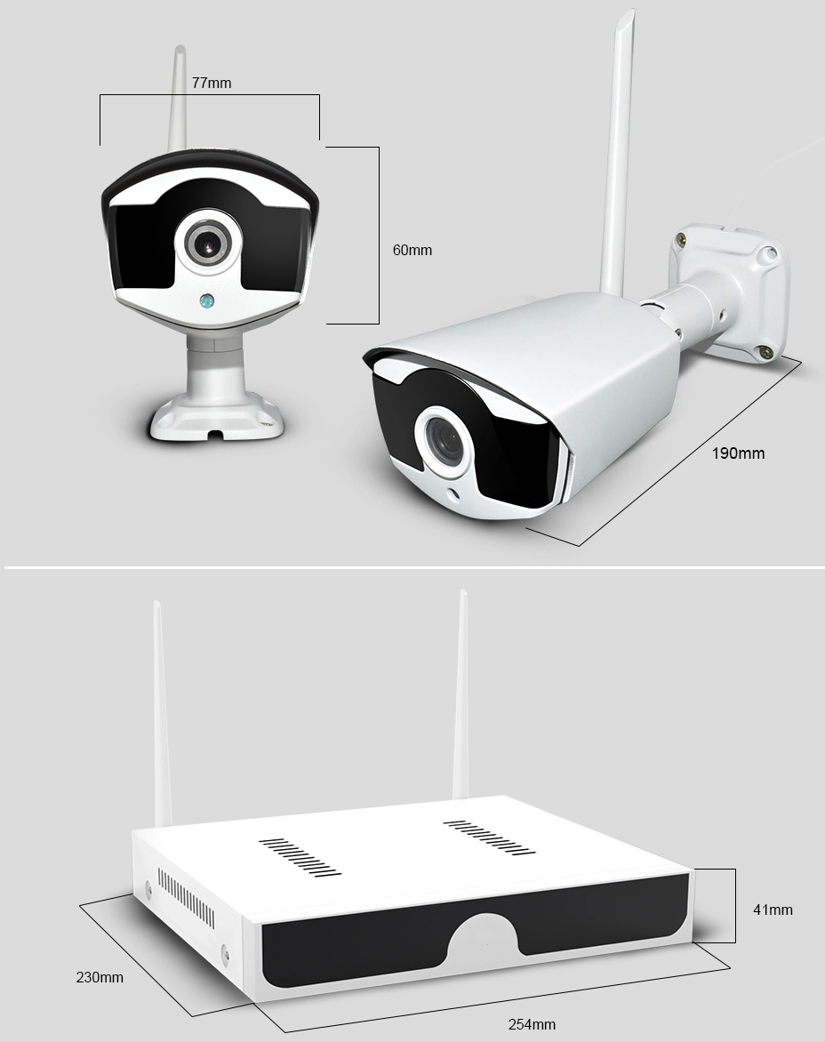 2MP 1080P Full HD Day/Night Wireless IP Camera 4CH NVR Kit H.265 Weatherproof