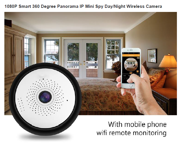 PTZ Fisheye Full HD Panoramic Wireless 360 Degree Day/Night Indoor Camera